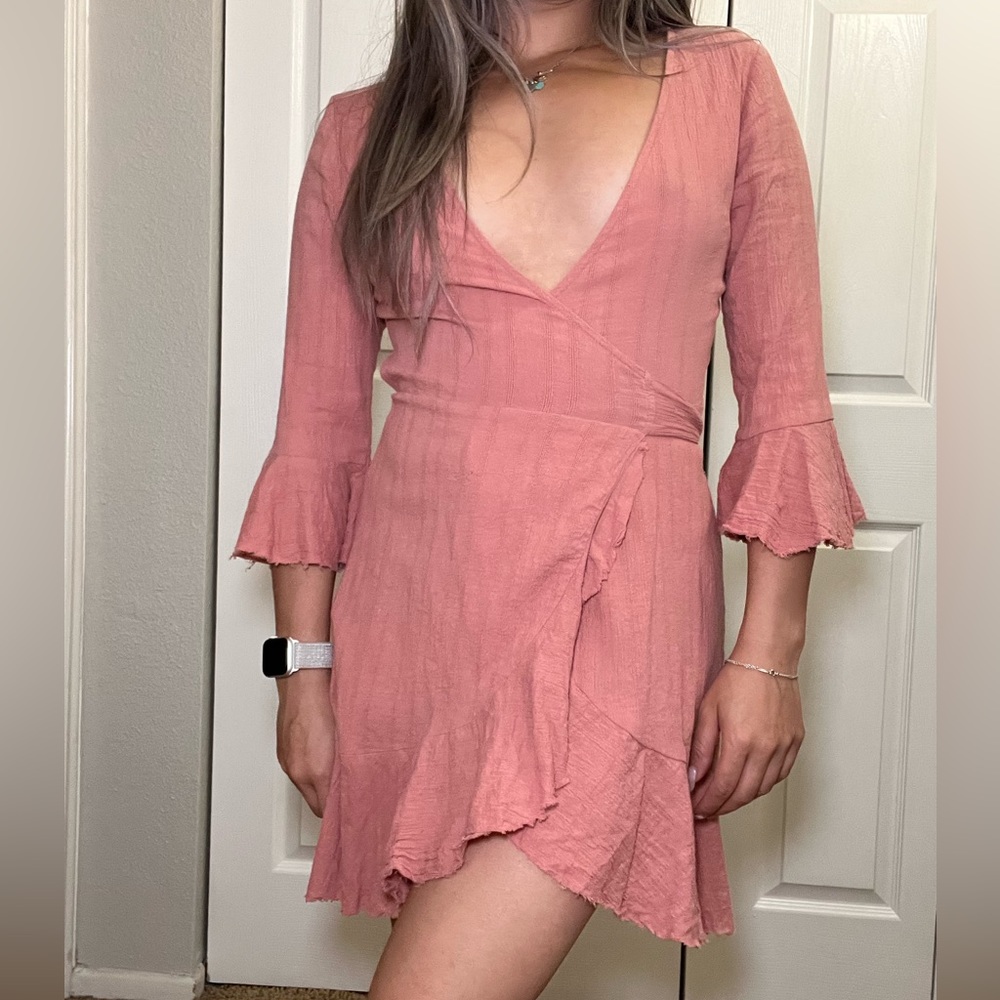 Pink wrap dress